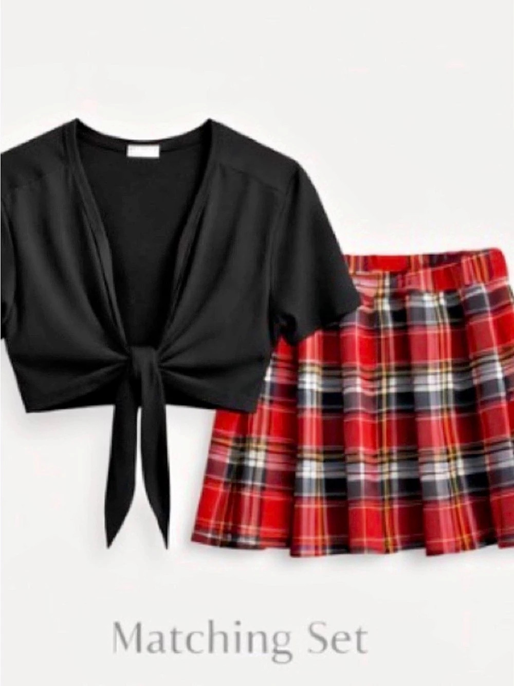 Plaid Skirt Set in Black & Red Like New- HALLOWEEN